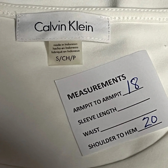 Calvin Klein Tie Waist Sleeveless Ivory Shell - Picture 6 of 7